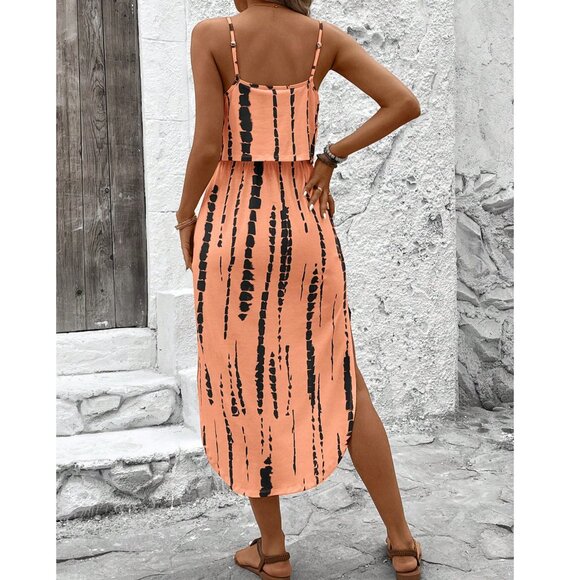 New to Posh C ๐| Verano Euro Style Chic Orange and Black Maxi Dress - Picture 4 of 8